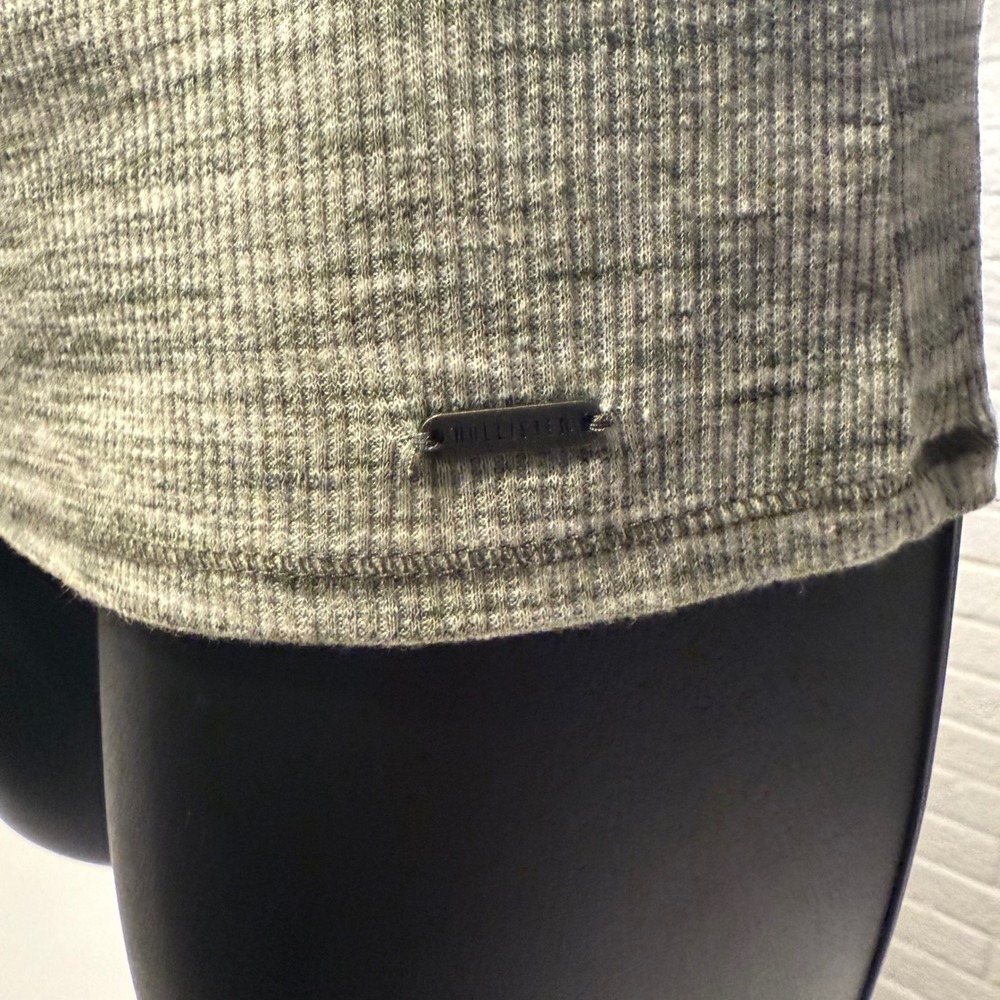 Hollister‎ Ribbed Tank Top Cami Criss Cross Strap Olive Green Casual Women's - Picture 2 of 4